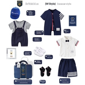 Tutina Estiva in Cotone per <span class=keywords><strong>Neonato</strong></span> <span class=keywords><strong>Maschio</strong></span>, Manica Corta, Finitura Morbida Spazzolata con Dettagli a Bottoni; Perfetta per il Primo Mese, 100 Giorni/Primo Compleanno - Product Image 5