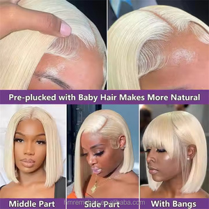 Peluca Bob de Cabello Humano 100% Pre-estilizada, Ondulada, Rubia 613, Densidad 180%, de 10-16 Pulgadas, con Encaje Frontal, Sin Pegamento, para Mujer - Product Image 6