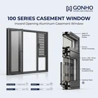 Fenêtre à battant en aluminium pour projets de construction sur mesure, profil de 1,6 mm, double vitrage, ouverture vers l'intérieur