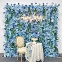 Dinding Bunga Buatan NINI Blue Rose 8x8ft Persegi untuk Latar Belakang Pernikahan, Lamaran, Acara Pusat Perbelanjaan, Dekorasi Ulang Tahun