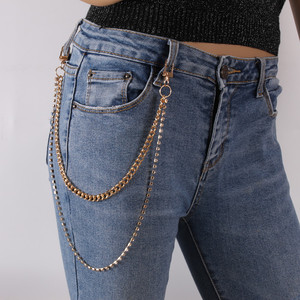 Women's Geometric Body <b>Chain</b> Double Layer Zinc Alloy <b>Waist</b> <b>Chain</b> For Daily Wear Silver Gold Color K0-K3088 - Product Image 1