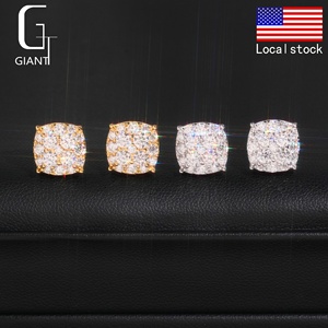 <span class=keywords><strong>Orecchini</strong></span> a perno da <span class=keywords><strong>uomo</strong></span> in <span class=keywords><strong>argento</strong></span> sterling 925 con diamanti Moissanite Iced Out, stile Hip Hop, alla moda, con chiusura a vite, spedizione da magazzino USA - Product Image 2