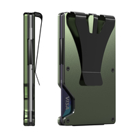 Portefeuille en alliage d'aluminium vert armée traçable avec blocage RFID, porte-cartes Afi, porte-cartes de crédit