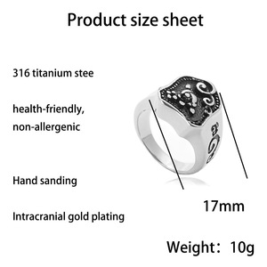 Shield <b>Ring</b> Titanium Steel Retro <b>Skull</b> Design Unisex Punk Style Jewelry Gift 27053 - Product Image 5