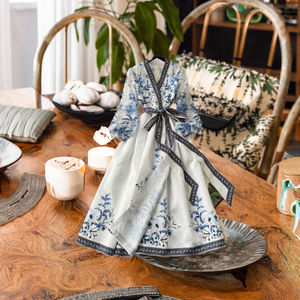 Robes imprimées de <span class=keywords><strong>grande</strong></span> <span class=keywords><strong>taille</strong></span> de style ethnique Robe longue enveloppante une pièce pour dîner de fête Robe de soirée élégante avec ceinture pour femmes - Product Image 3