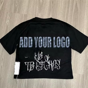 Logotipo personalizado de alta calidad 100% algodón ropa de calle Camiseta estilo Retro de alto peso camiseta de gran tamaño para hombres - Product Image 2