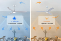 Ventilateur de plafond intelligent 29W DC avec lumière, pales en bois massif réversibles, contrôle WiFi par application, télécommande, intérieur/extérieur