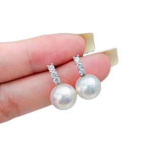 ต่างหูเงินแท้ S925 ประดับมุก DIY รุ่น Queen's Three Diamond พร้อมลูกปัดทรงกลมขนาด 9-13 มม. ต่างหูแฟชั่นแบบห้อย รุ่น 22286 - Product Image 5