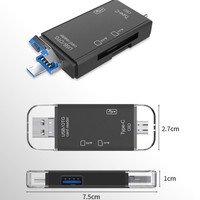 Lector de Tarjetas USB C 6 en 1 con Puertos SD/TF/USB-A/OTG, USB 3.0 de Alta Velocidad de hasta 5 Gbps, Lectura y Escritura Simultánea para Teléfono y Portátil