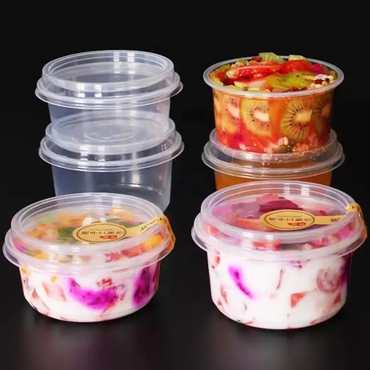 360ml 450ml 500ml Disposable Plastic Cups Fruit Salad Container Commercial Ice Powder Dessert Ice Cream Yogurt Cups