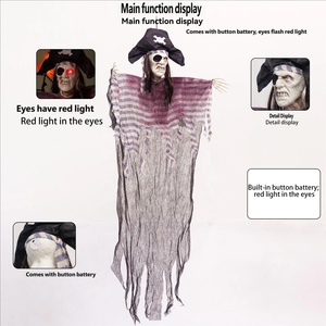 Décoration suspendue fantôme pirate à un œil lumineux, effrayant, à capteur électrique, alimenté par piles, pour Halloween, maison hantée pour adultes - Product Image 6