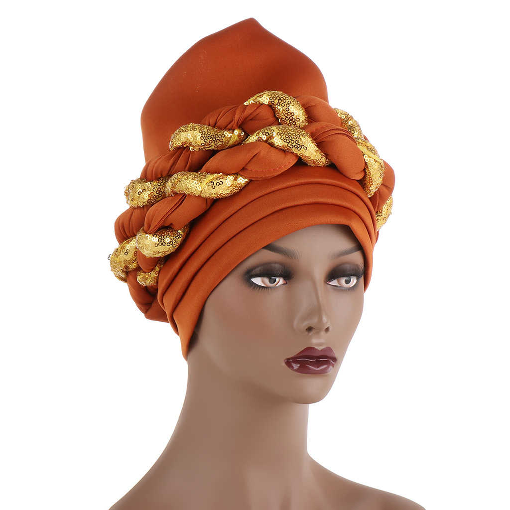 Африканские тюрбаны с блестками для женщин, плиссированная головная повязка, шапка, мусульманский шарф, хиджабы, Арабский мусульманский шарф, хиджабы, тюрбаны для дам