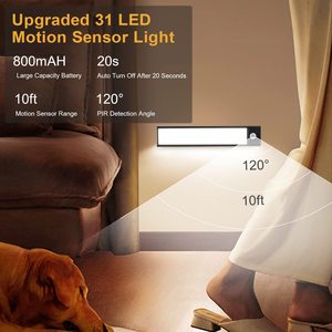 Striscia LED Wireless per Armadio, Illuminazione <span class=keywords><strong>a</strong></span> Induzione per Vetrina, <span class=keywords><strong>Luci</strong></span> LED Ricaricabili USB con Sensore di <span class=keywords><strong>Movimento</strong></span> - Product Image 2