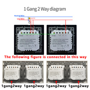Interruptor Táctil de Doble Control Estándar Europeo Modelo 157, Panel de Vidrio Templado, Negro Blanco Puro, Control Doble Unidireccional - Product Image 3