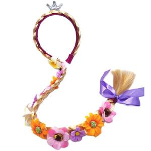 <span class=keywords><strong>Perruque</strong></span> de Costume de princesse <span class=keywords><strong>raiponce</strong></span> pour filles, bandeau de fleurs, fête Cosplay de vacances - Product Image 2