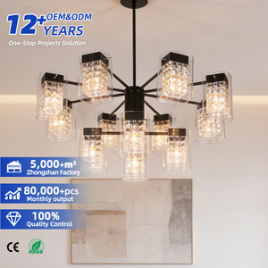Elegante lámpara colgante E26 de cristal con múltiples cabezales dorados para sala de estar, comedor, dormitorio, estudio, de alta calidad. - Product Image 1
