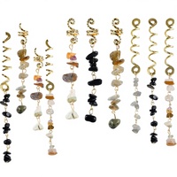 Breloques pour cheveux ethniques en pierre naturelle, cristal et métal pour tresses et dreadlocks, lot de 6 pour femmes