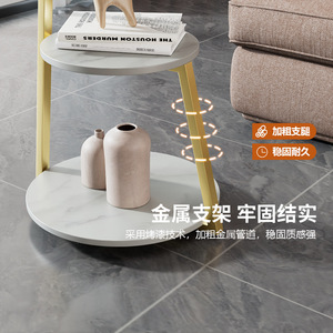 Tavolino da caffè in marmo rovere nordico divano di lusso con <span class=keywords><strong>Set</strong></span> laterale moderno da soggiorno tavolo tondo per caffè in acciaio - Product Image 6