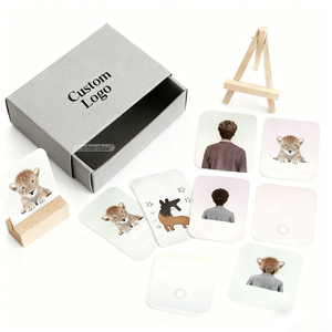 <span class=keywords><strong>Jeu</strong></span> de cartes éducatives de questions et de réponses personnalisées avec impression OEM, cartes d'affirmation avec support en bois - Product Image 2