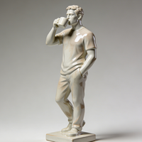 Sculpture moderne en fibre de verre de la silhouette humaine, statue d'homme buvant grandeur nature, décoration artistique pour l'intérieur et l'extérieur