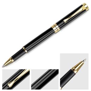 Ensemble de stylos cadeaux en métal de luxe VIP, impression personnalisée du logo, stylo à bille en métal noir et or, stylo roller avec boîte cadeau - Product Image 4