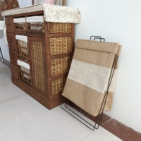 Panier à linge pliable durable en métal avec design de rangement compact et imperméable en coton et plastique