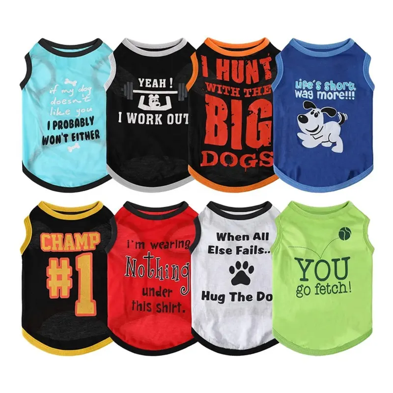 8 Stuks Bedrukte Kleding Voor Huisdieren Met Grappige T-Shirts Voor Huisdieren, Cool Puppyshirts, Ademend Zacht Hondensweatshirt (Schattig Klein Patroon)