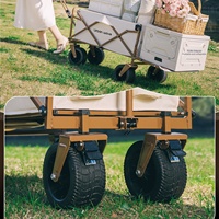 Chariot de camping multifonction en acier à haute teneur en carbone, pliable et portable, pour la vente ambulante, les pique-niques, la livraison et le shopping en extérieur