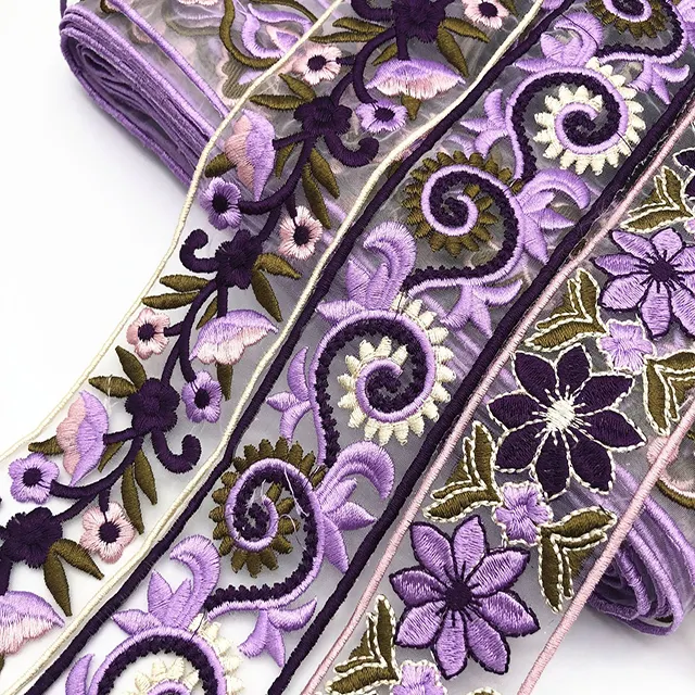 Vintage ethnique fleur broderie ruban dentelle garniture tissu couture bricolage vêtements accessoires
