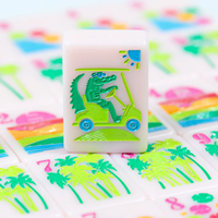 Auf Lager Florida-Serie Amerikanisches Mahjong Modernes Acryl-Set 160 Stück Flamingo-Palmen-Design Sommer-Themen-Steine