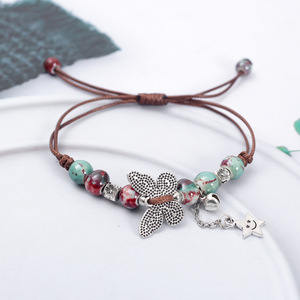 กำไลข้อมือเซรามิคเคลือบแบบชนเผ่ากำไลข้อมือเซรามิคหลากสีพร้อมของขวัญชายหาดสำหรับเด็กผู้หญิงกำไลข้อมือเซรามิกเคลือบแบบปรับได้ - Product Image 5