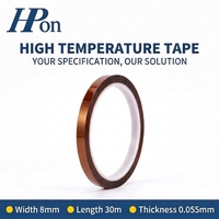 Ruban de jonction SMT double face en polyimide adhésif silicone haute température 8 mm, ruban de jonction SMT ESD simple face 8 mm L 30 m E 0,055 mm