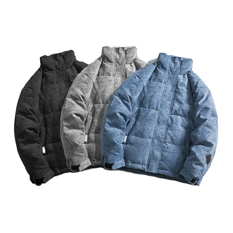 Winter Down Cotton Jacket Loose Fashion Men Amerial Style Jacket And Mock Collar Have Zipper Box Pocket Tooling Warm Jacket