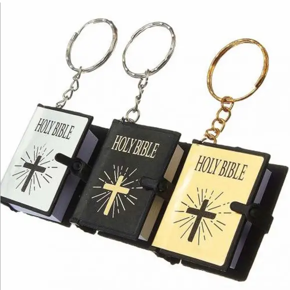 Mini bijoux de la Sainte Bible Petit pendentif biblique Porte-clés Catholique Porte-clés