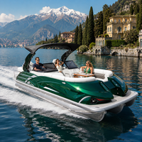 Bateau ponton spacieux personnalisé haut de gamme pour 12 passagers, avec arche sportive, table, auvent et direction hydraulique, idéal pour les sorties familiales