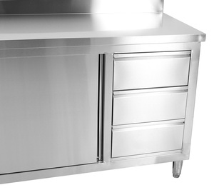 Stainless Steel Workbench With Waste Bins And Drawers <b>For</b> Commercial Kitchen Use - Product Image 3
