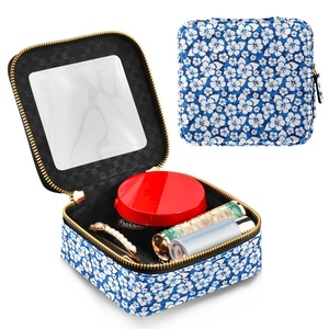 Luxury Custom Logo Hawaii Flowers Small Large PU Leather <b>Clear</b> PVC Zipper Pouch <b>Toiletry</b> Travel Makeup <b>Bag</b> - Product Image 1