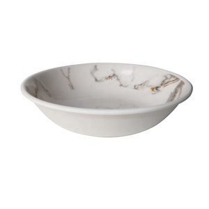 OEM ronda ensalada o fruta aperitivo cuenco blanco jaspeado de melamina personalizada vajilla desayuno tazón de plástico - Product Image 1