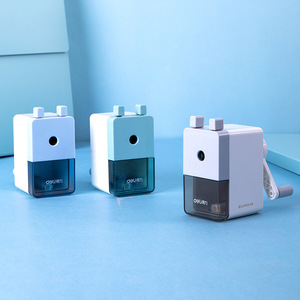Deli Pencil Sharpener Manual Hand Crank For Student Elementary School Art Use Blue Green Pink Plastic Geometric Design - Product Image 4