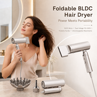 Sèche-cheveux pliable BLDC OEM ODM en promotion, double tension 110-240V, 1500W, avec concentrateur et diffuseur, idéal pour les voyages