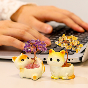 Ornement d'arbre en cristal en forme de chaton mignon, décoration de bureau et cadeau en résine pour la maison et le bureau - Product Image 4