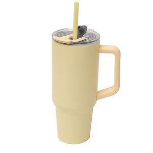 40oz 1200ml Stainless Steel Handle Car Double Drinking <b>Large</b> Capacity Household Insulated Water Tumbler <b>Cup</b> Mug with Straw - Product Image 1