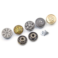 Rivet Logam Denim Custom Ukuran 15mm 17mm dari Paduan Seng Warna Emas dengan Logo Custom untuk Pakaian