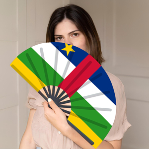 พัดไม้ไผ่พับได้ลายธงชาติสาธารณรัฐแอฟริกากลาง ขายส่ง สำหรับงานคาร์นิวัล งานแต่งงาน งานเทศกาล งานปาร์ตี้ ตัวแทนท่องเที่ยว - Product Image 5