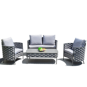Ensemble <span class=keywords><strong>de</strong></span> canapés en aluminium durable pour l'extérieur avec table basse pour <span class=keywords><strong>jardin</strong></span>, patio, cour, hôtel et école - Product Image 4