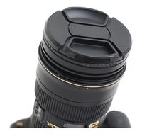 Capuchon d'objectif d'appareil photo 49 52 55 58 62 67 72 77 mm à clipser avec pince centrale et cordon de protection pour Canon Sony Nikon
