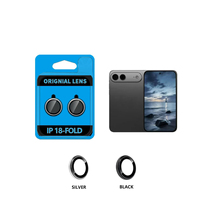 Protection d'objectif d'appareil photo en verre trempé avec anneau métallique pour iPhone 15 16 17 18 Pro Max – Installation facile par pression