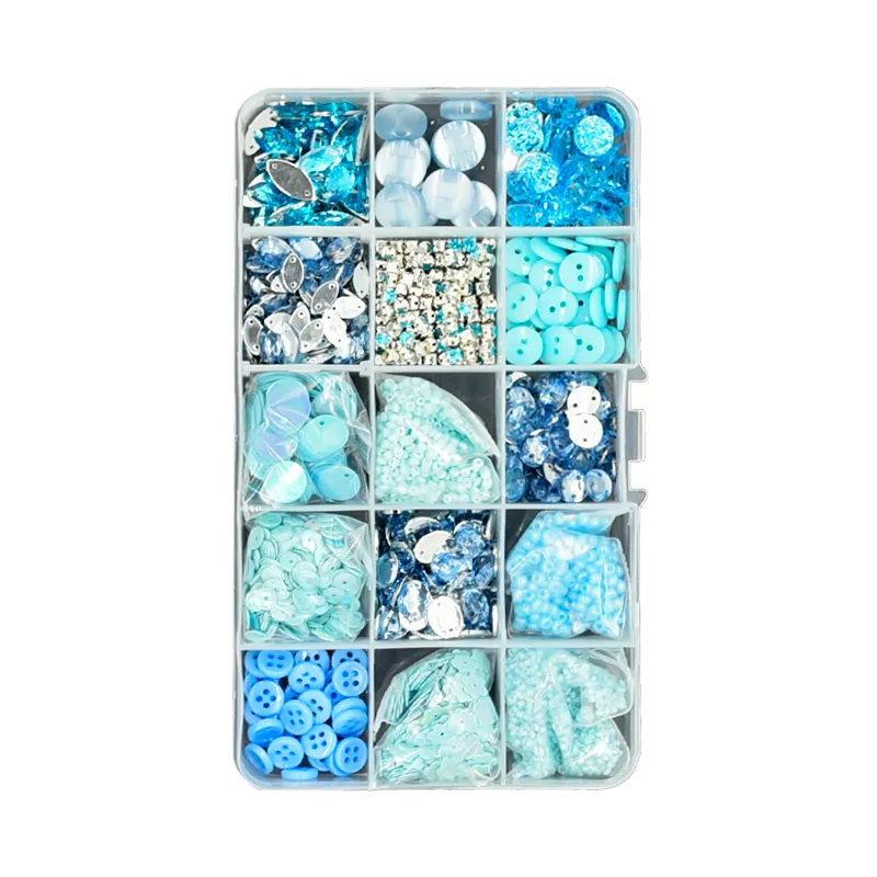 Handgemachtes Zubehör Ins Hot Beliebte Diy Schmuck herstellung Kit Knöpfe PET Pailletten Strass Glass amen Perlen DIY Set