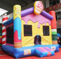 Château sautant gonflable et toboggan de maison de videur de bonbons de crème glacée combinée gonflable commerciale à vendre