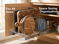 Étagère à planches à découper moderne en acier inoxydable à 3 niveaux avec glissières métalliques multifonction pour le rangement des assiettes et des couvercles de casseroles